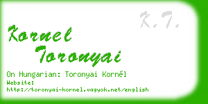 kornel toronyai business card